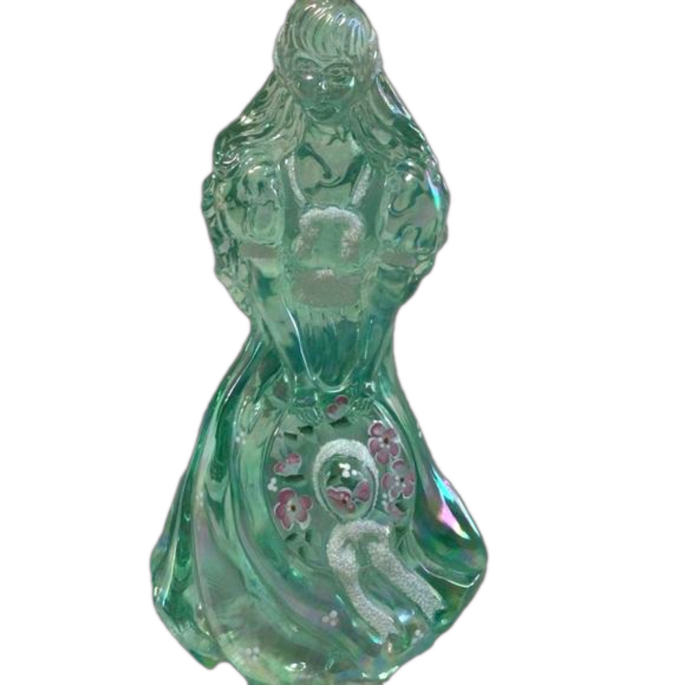 Fenton Glass Iridized Opaline Glossy Hand Painted Southern Belle Figurine